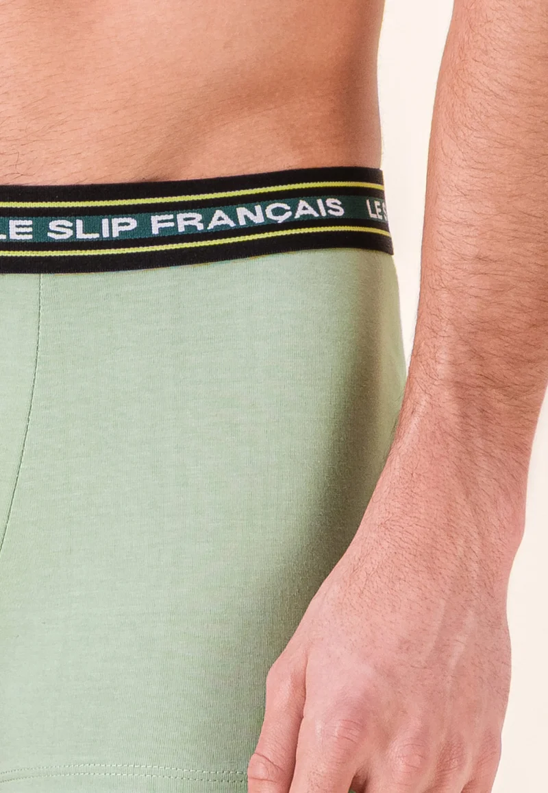 Lot de 3 boxers en coton - Boxers Chevron Jaune Anis Vert Sauge Gris Anthracite