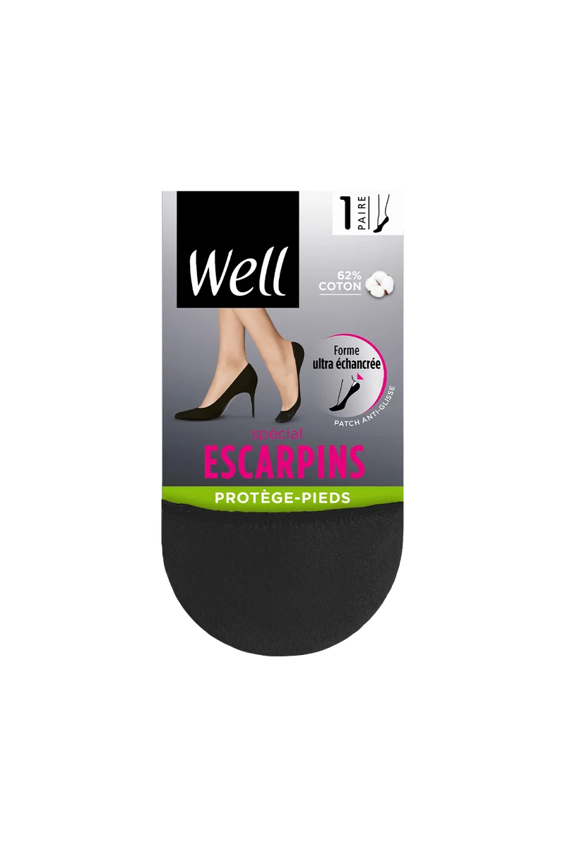 Protège-Pieds Spécial Escarpins Ultra échancré Patch Anti-glisse - Noir
