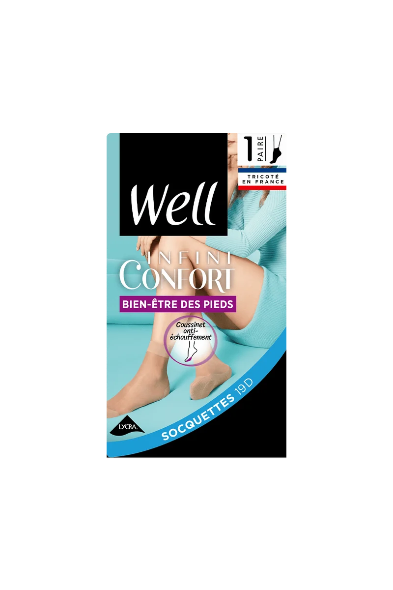 Socquettes Transparentes Bien-Etre des Pieds 19D Well Infini Confort - Noir