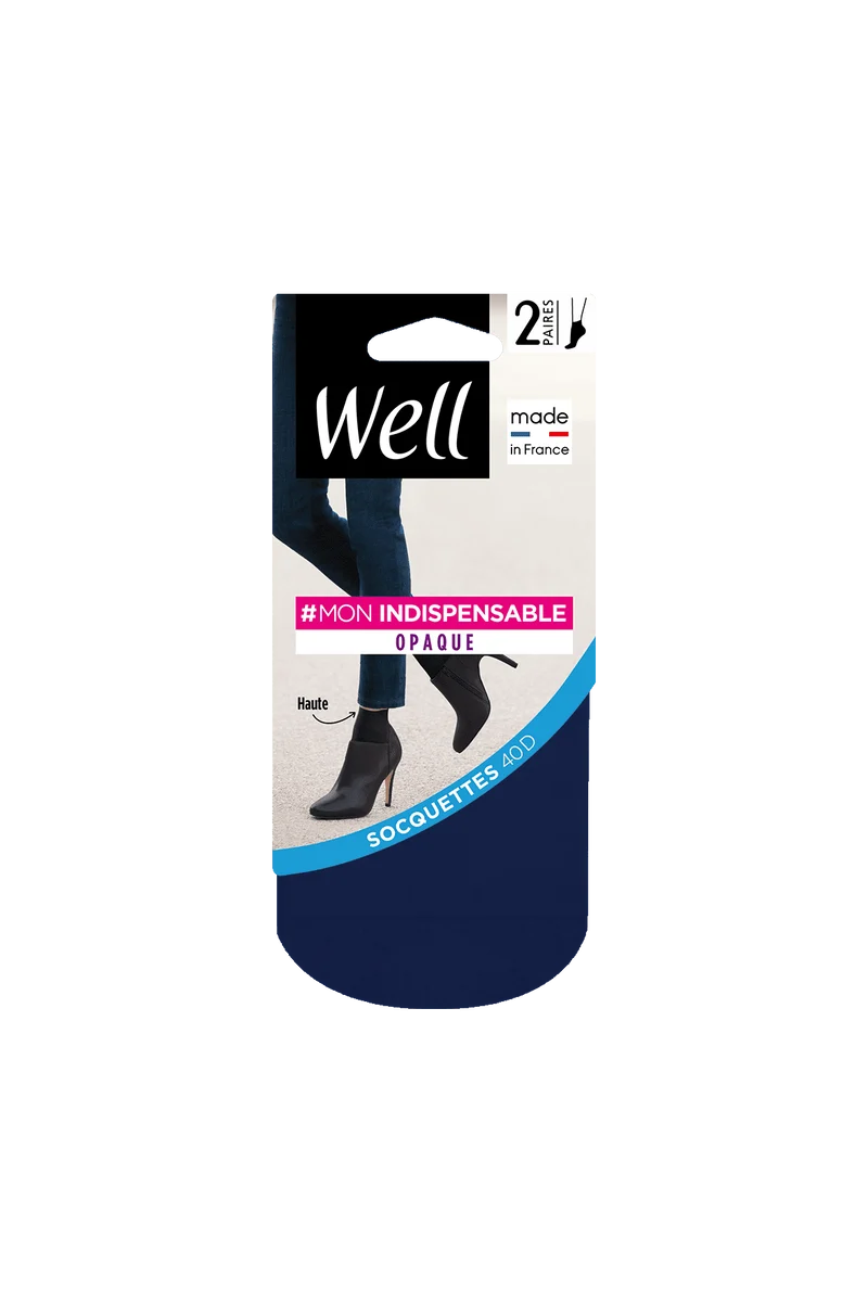 Lot de 2 paires de Socquettes Opaques 40D Mon Indispensable - Bleu nuit