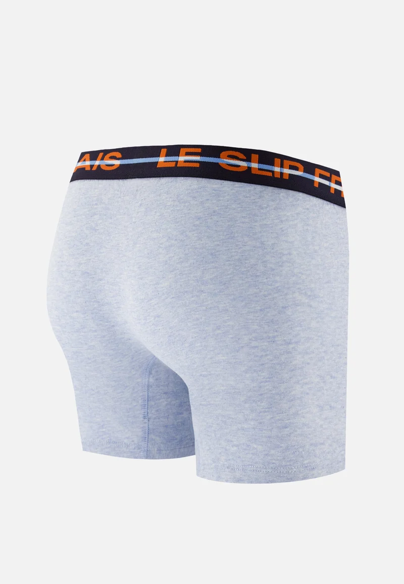 Boxer long bleu en coton - Redoutable Long Bleu Ciel Chiné