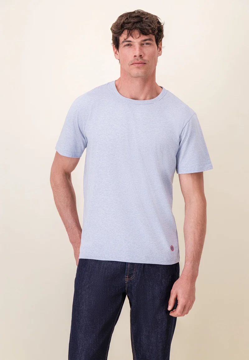 T-shirt à manches courtes bleu en coton - Formidable Bleu Ciel Chine