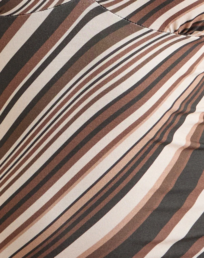 Robe Carmisa à rayures mélangées, couleur chocolat