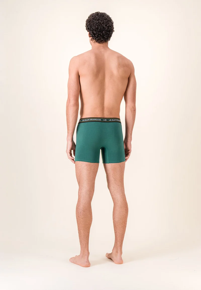 Boxer long vert en coton - Redoutable Long Vert Forêt