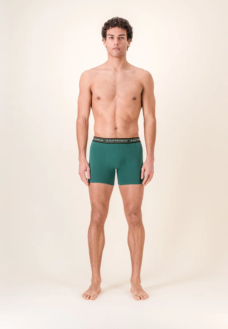 Boxer long vert en coton - Redoutable Long Vert Forêt