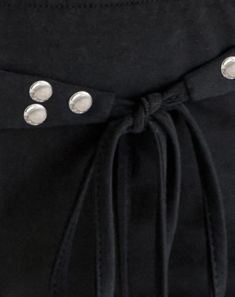 Short Oliga à clous et noué sur le côté, noir