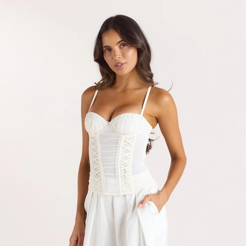 Top Corset Froncé - Crème
