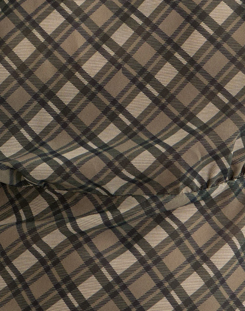 Haut Zayla en mousseline à carreaux vintage, couleur olive