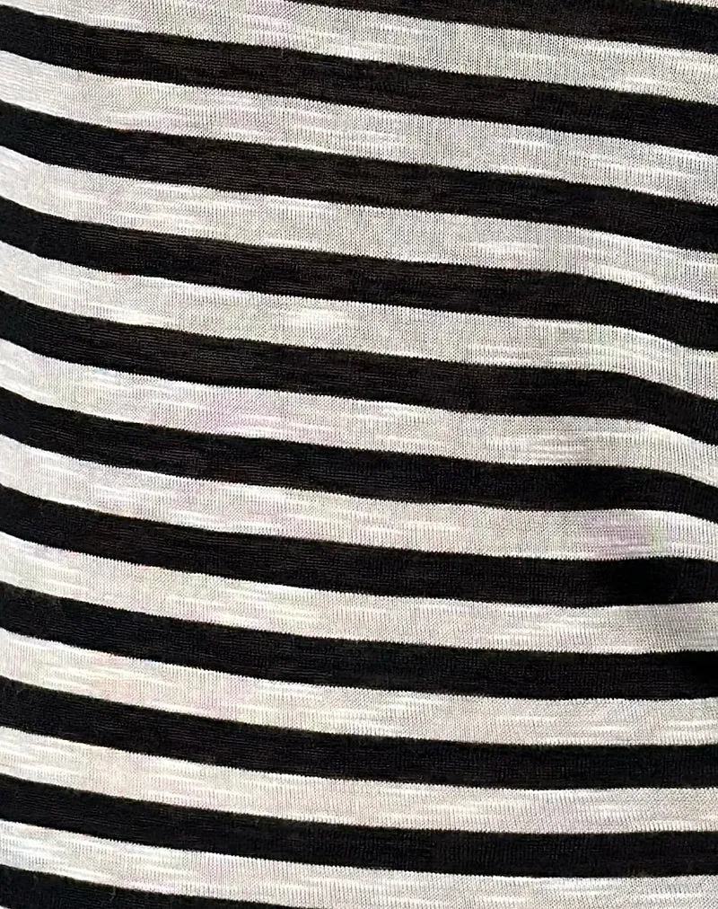 Haut à manches longues Tineko en jersey transparent à rayures noires et blanches