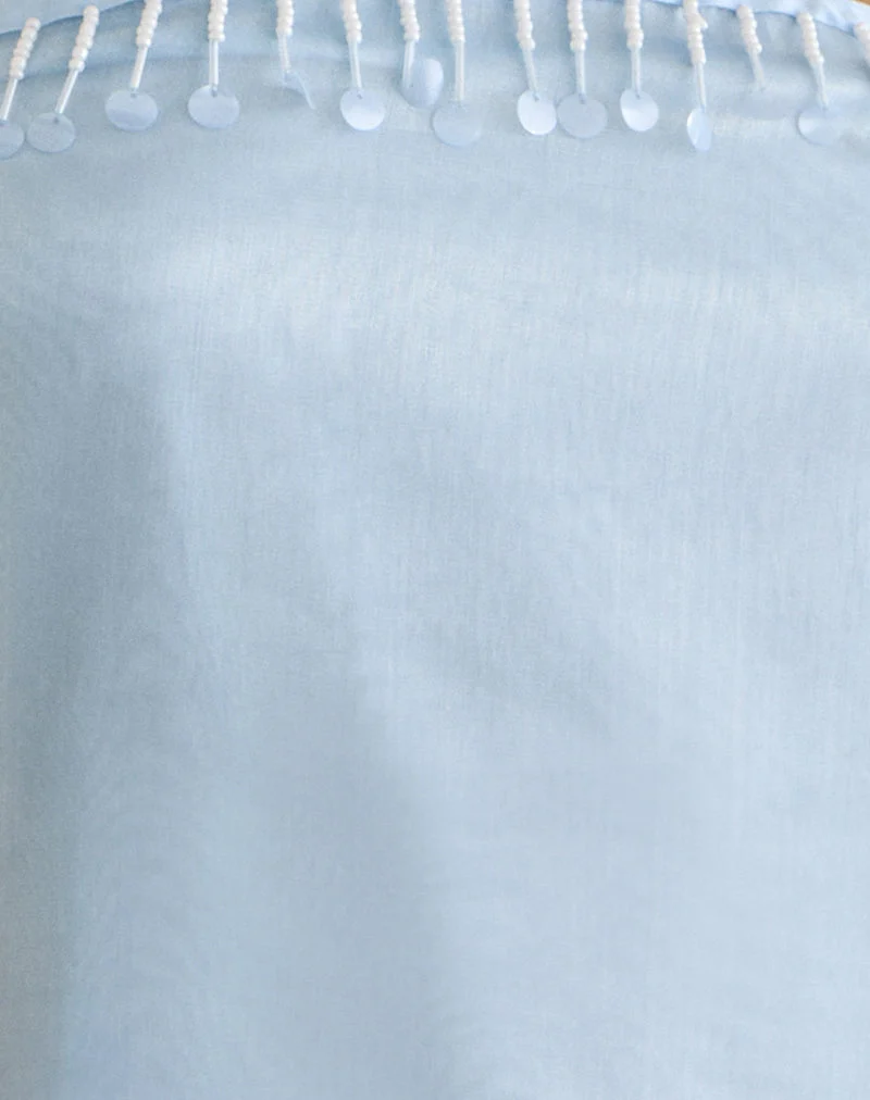 Haut « Vars » en organza satiné bleu clair