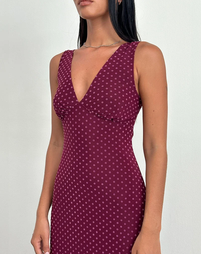 Robe Gabriella en flocon de pois basique Berry