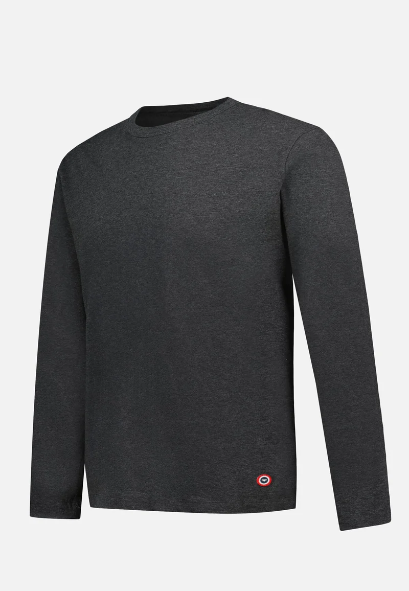 T-shirt à manches longues gris en coton - Superbe Gris Anthracite