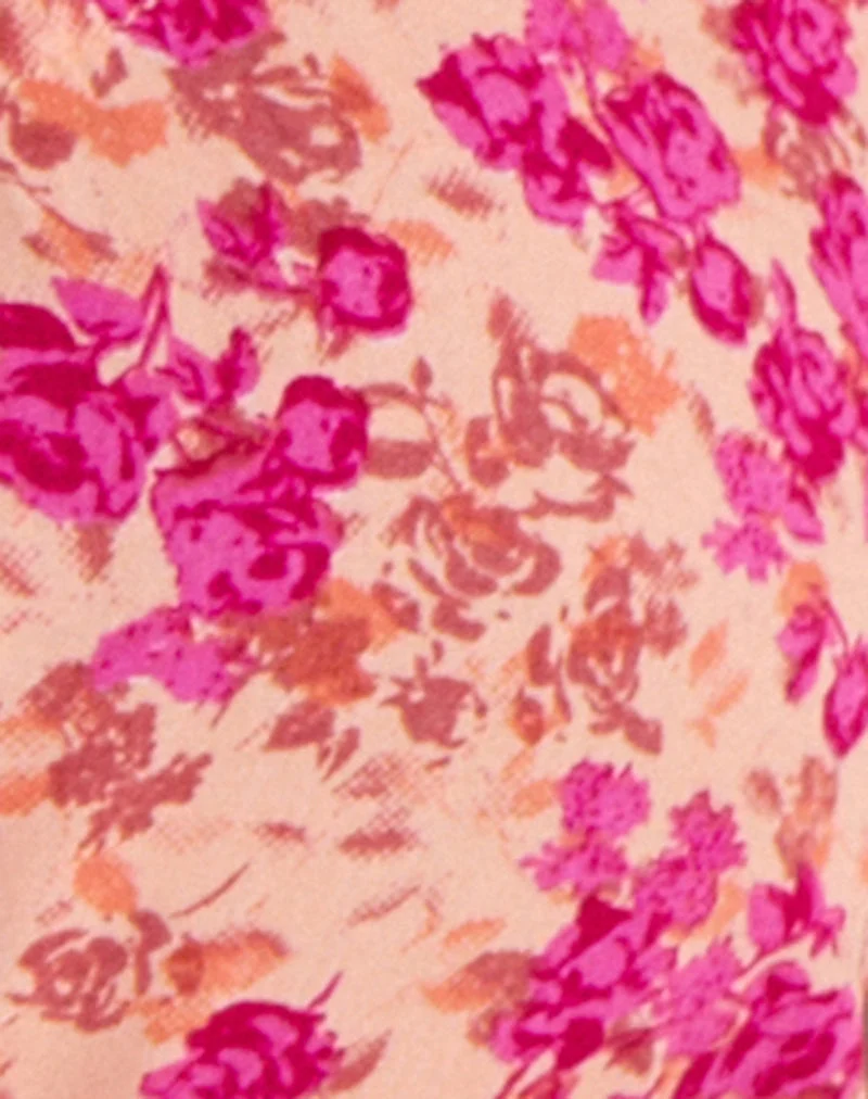Haut Jiha, motif « Dark Wild Flower » couleur cantaloup