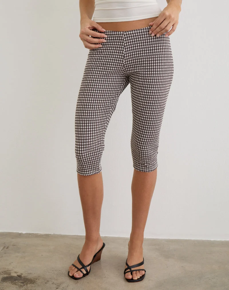 Casquette Tako Capri en seersucker à carreaux vichy marron