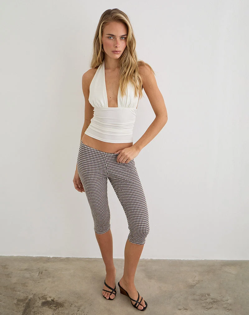 Casquette Tako Capri en seersucker à carreaux vichy marron