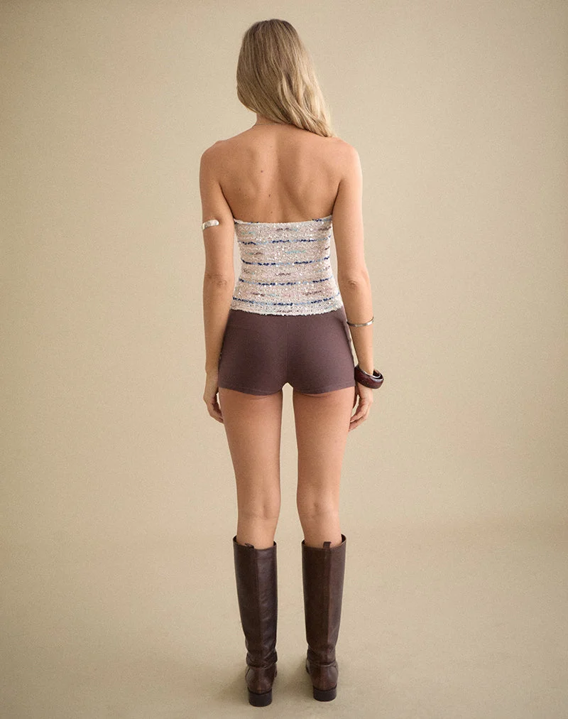 Haut bandeau Prana en maille à paillettes, bleu crème