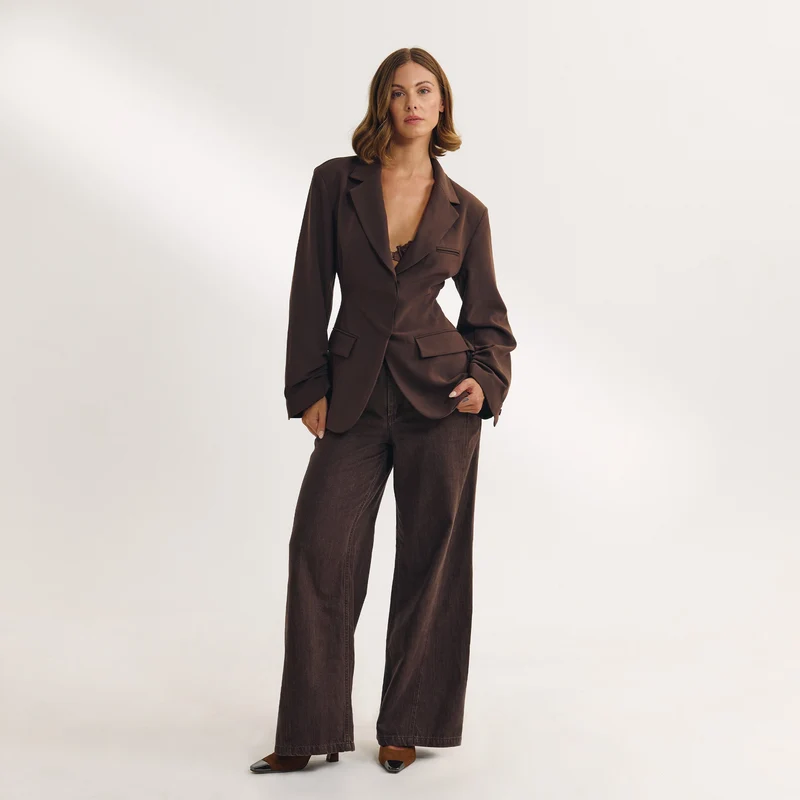 Blazer à Manches Oversize - Chocolat