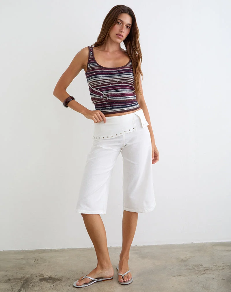 Pantalon Oren Capri couleur ivoire avec clous