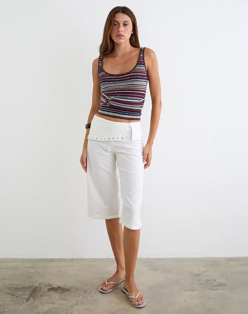 Pantalon Oren Capri couleur ivoire avec clous