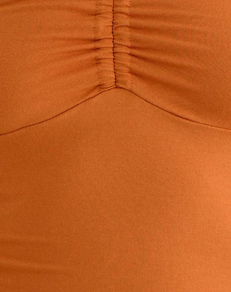 Haut Keona à encolure dos nu en jersey de rayonne, couleur orange coucher de soleil