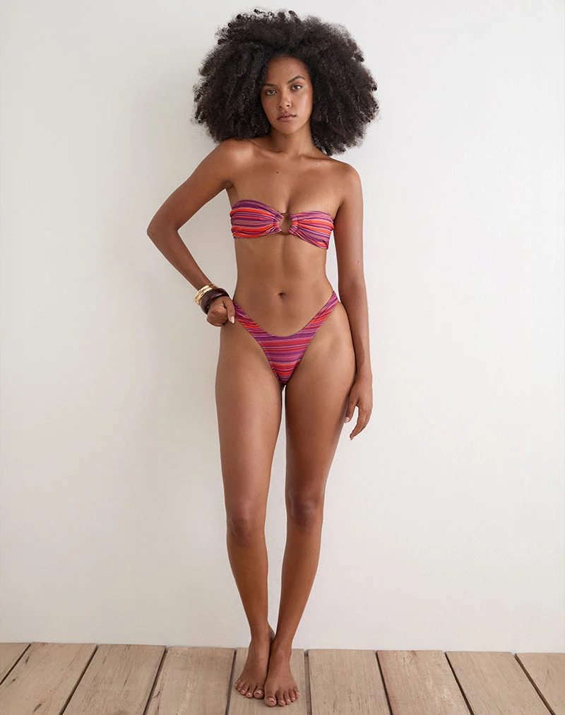 Haut de bikini Sorawa à rayures violettes et rouges éclatantes