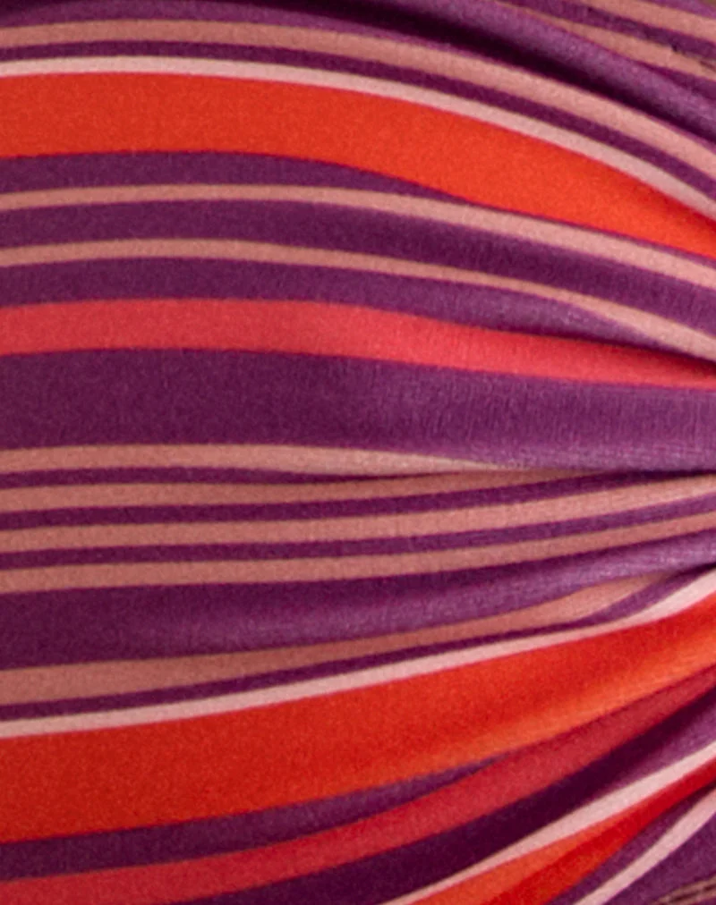 Haut de bikini Sorawa à rayures violettes et rouges éclatantes
