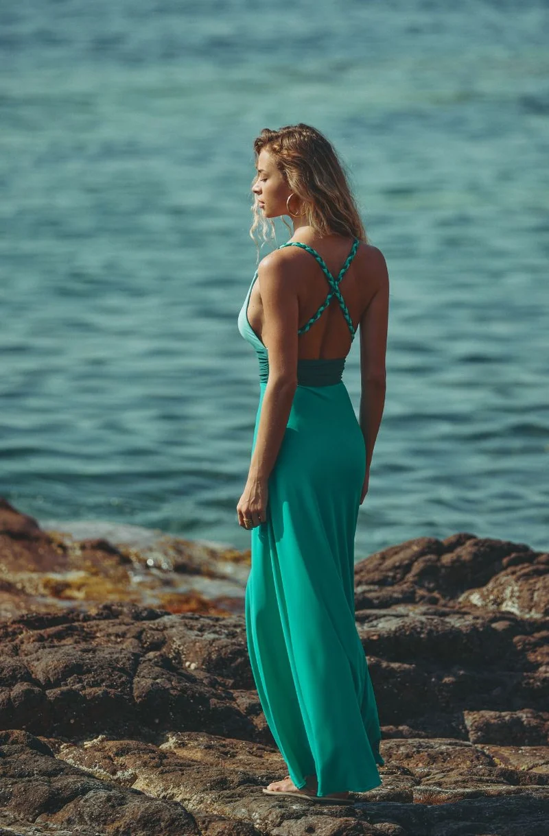 Robe longe de plage tricolore Cyra