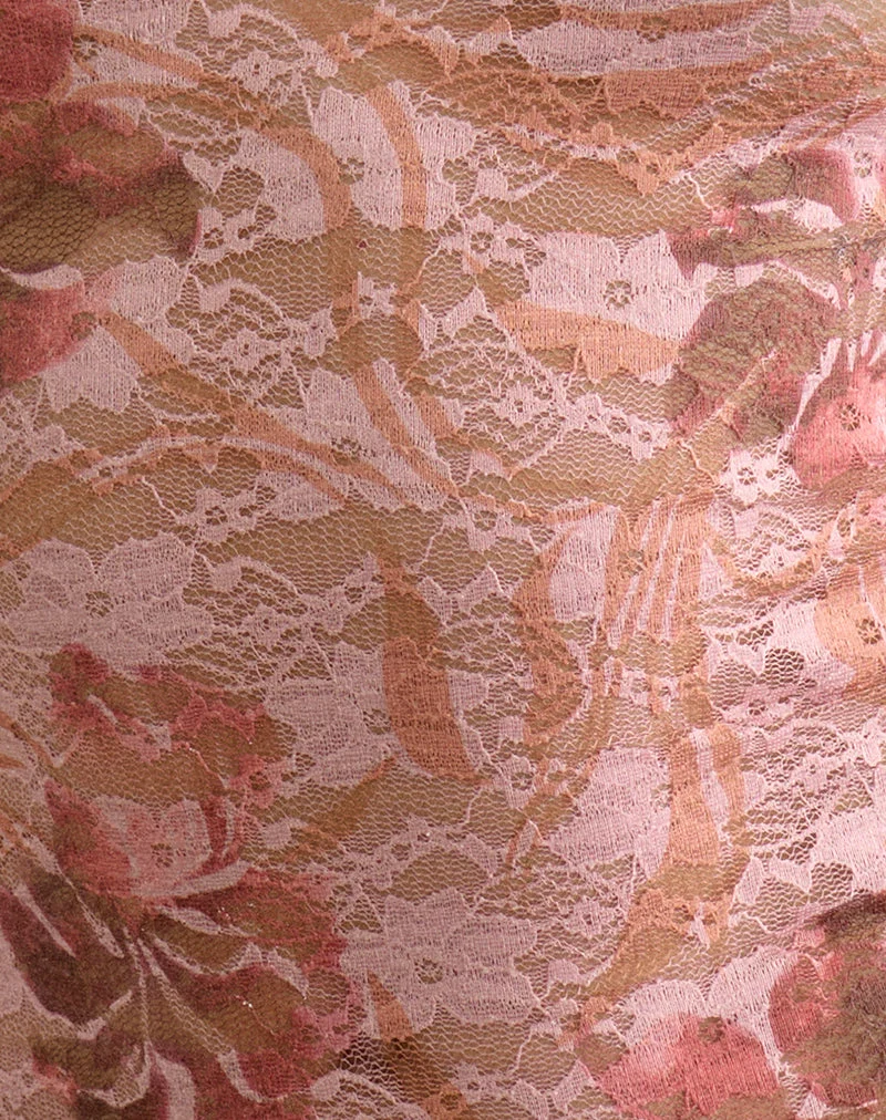 Haut à encolure en trou de serrure « Jiwon » en dentelle « Petals »
