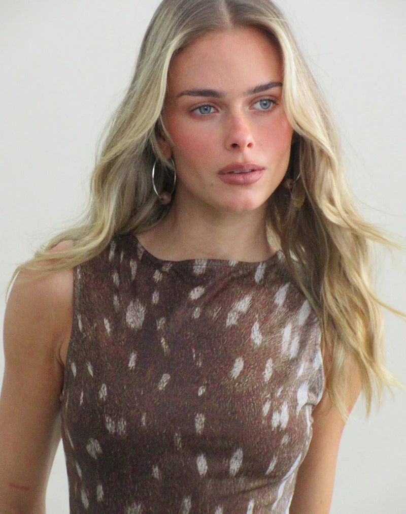 Haut Handira en maille « Blurry Deer » marron
