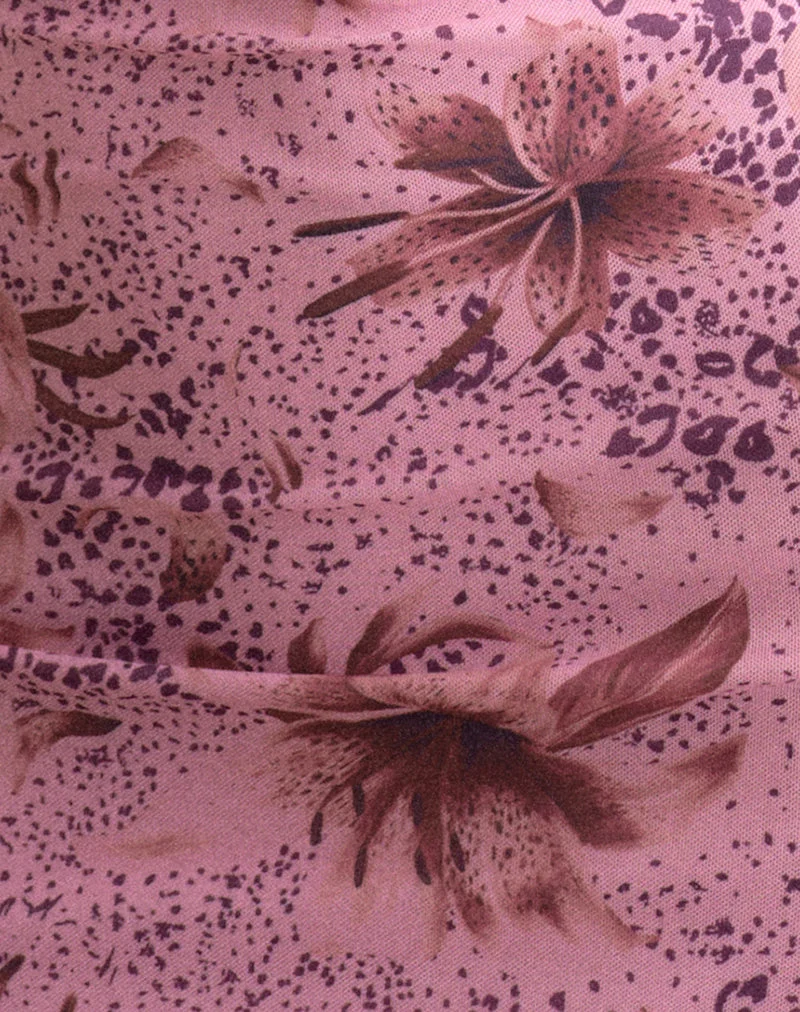 Mini-robe à dos nu Dapila en maille, imprimé animal, couleur Lily Mauve