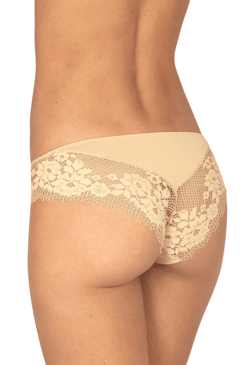 Slip Résille Florale - Nude