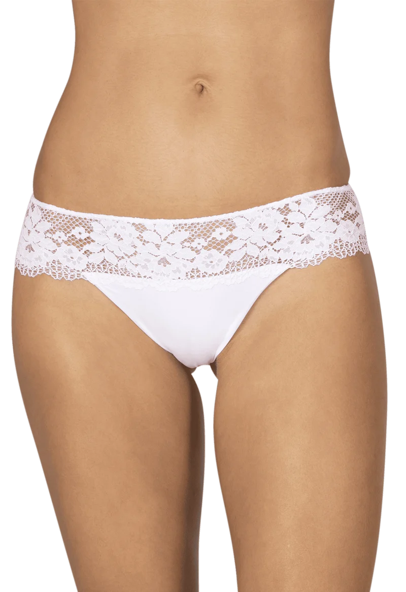 Slip Résille Florale - Blanc