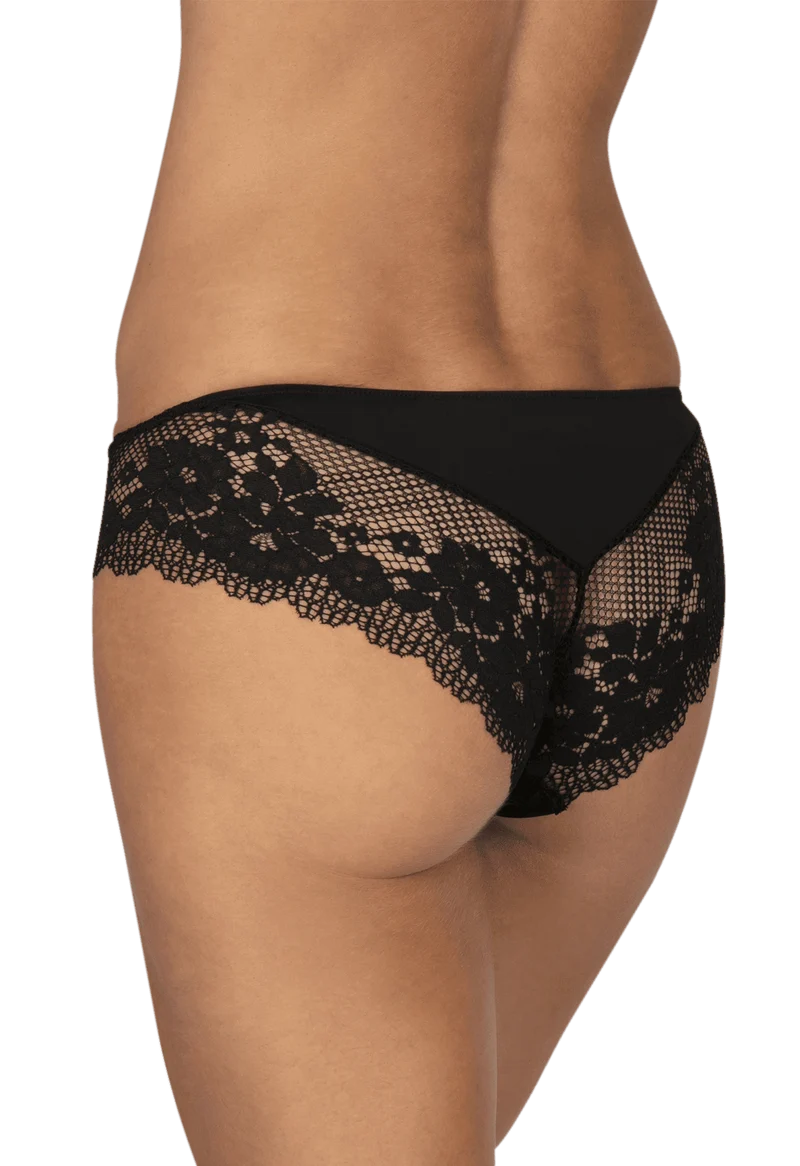 Slip Résille Florale - Noir