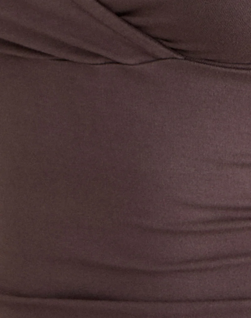 Haut croisé à manches trois-quarts Trudis en jersey de rayonne, couleur « Peppercorn »