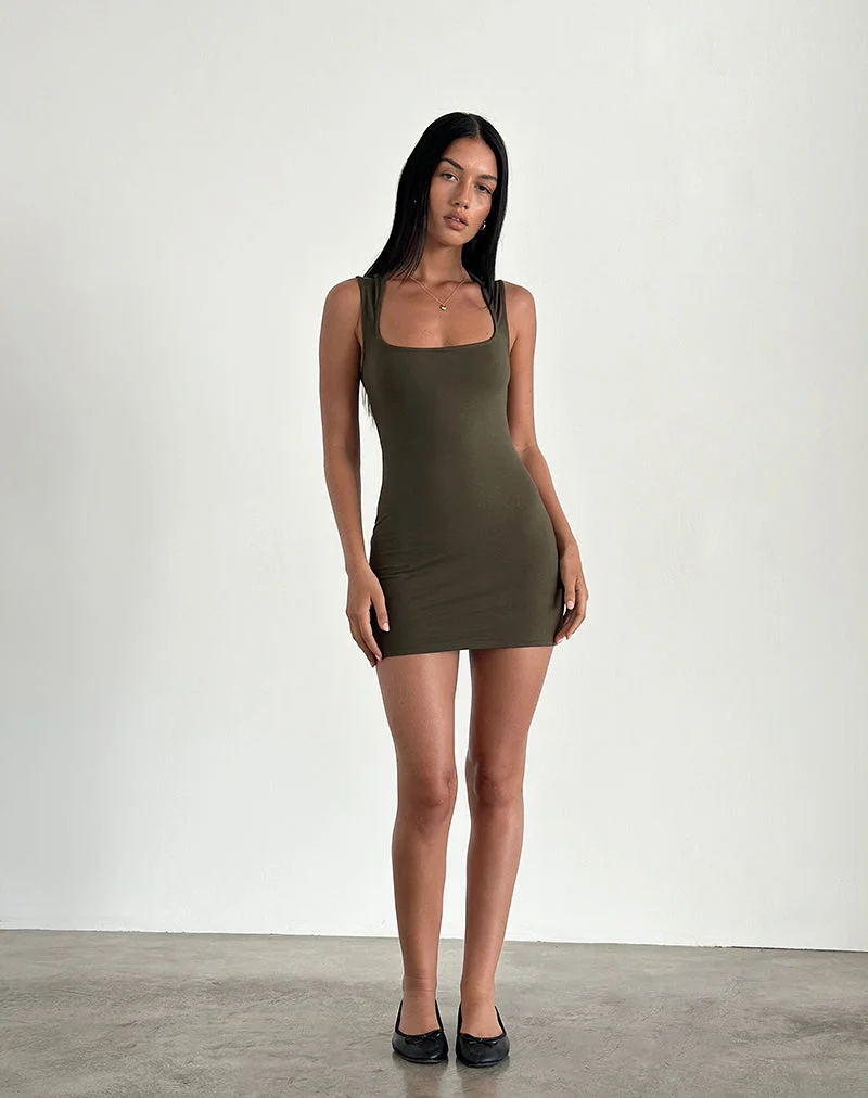 Mini robe Jinsuen en lycra olive