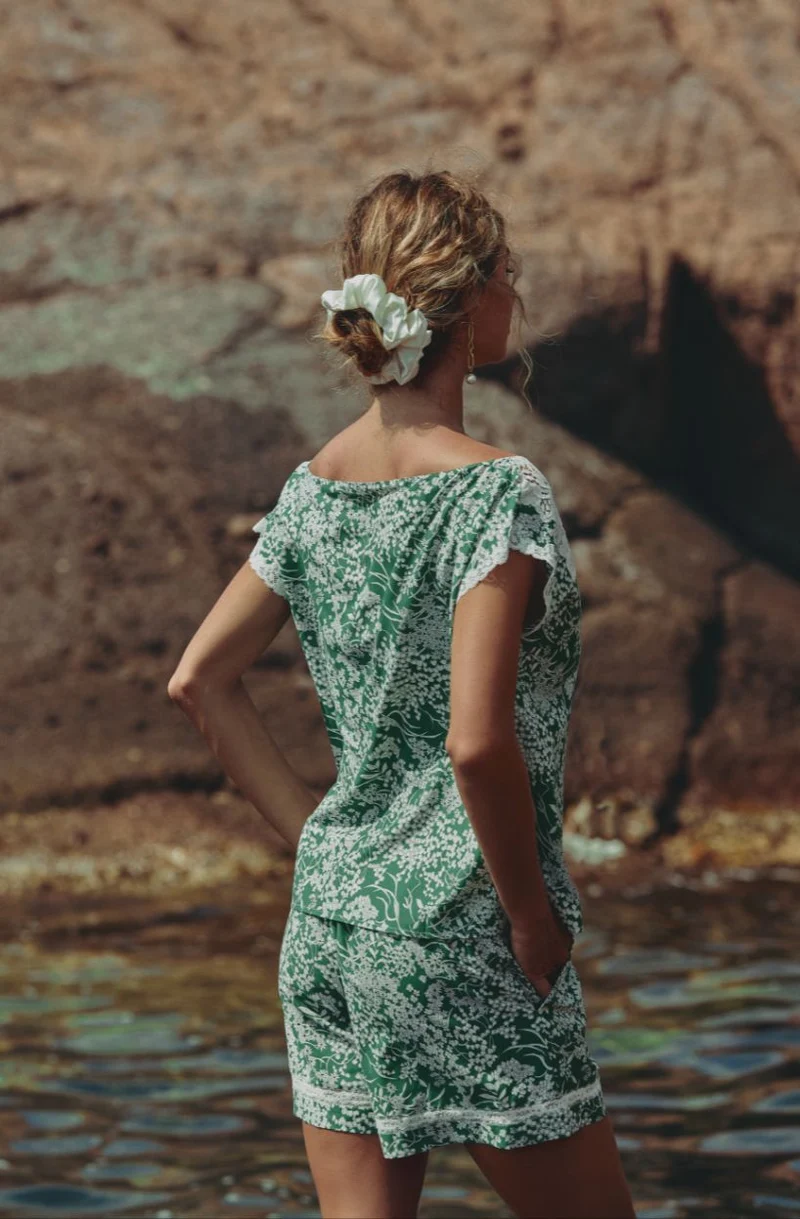 Short Cyane en crêpe à imprimé fleuri