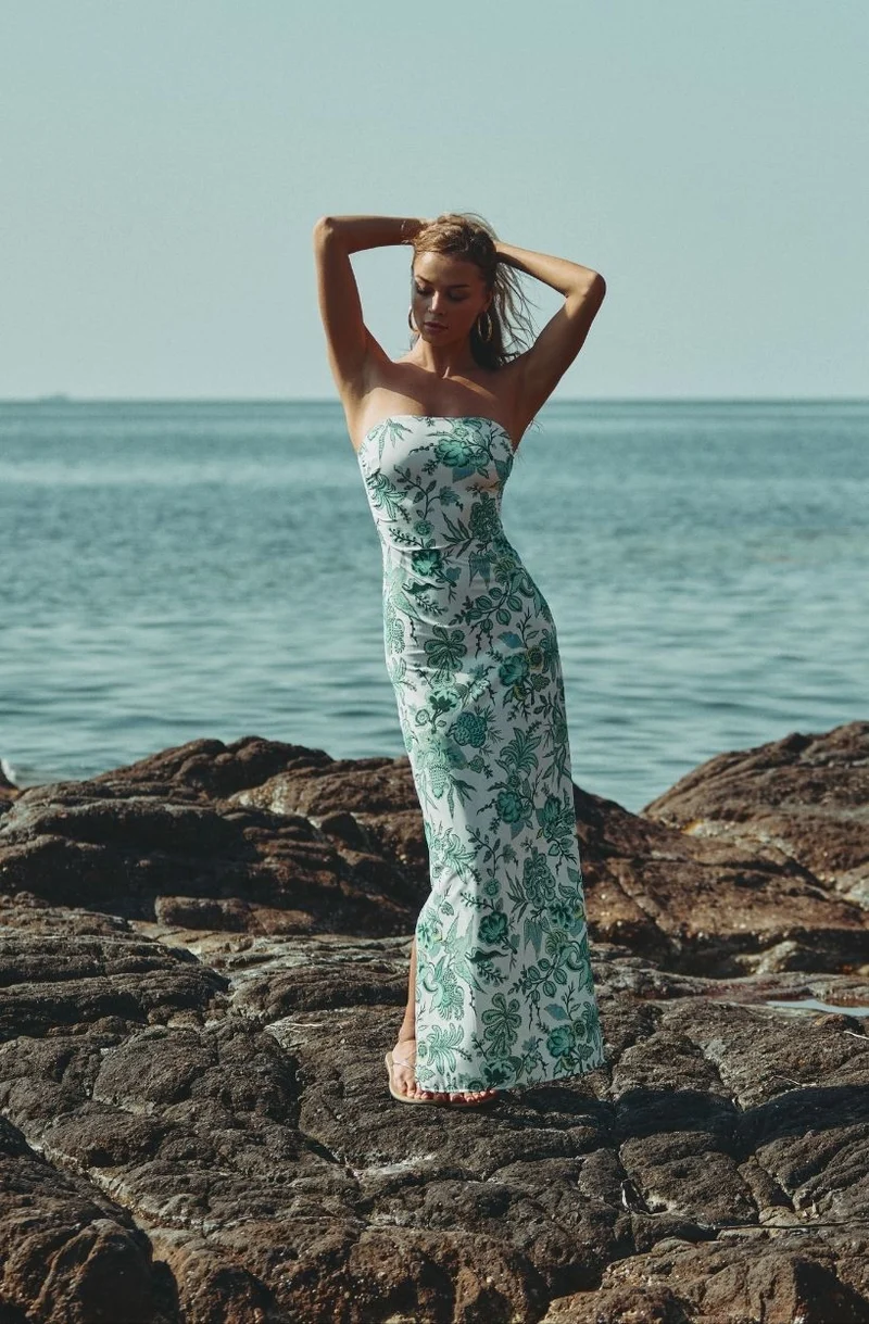 Robe de plage bustier Cyra imprimé fleuri