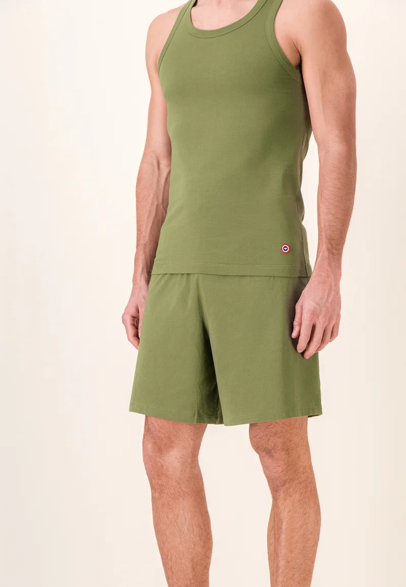 Débardeur homme vert en coton - Fulminant Kaki Veronese
