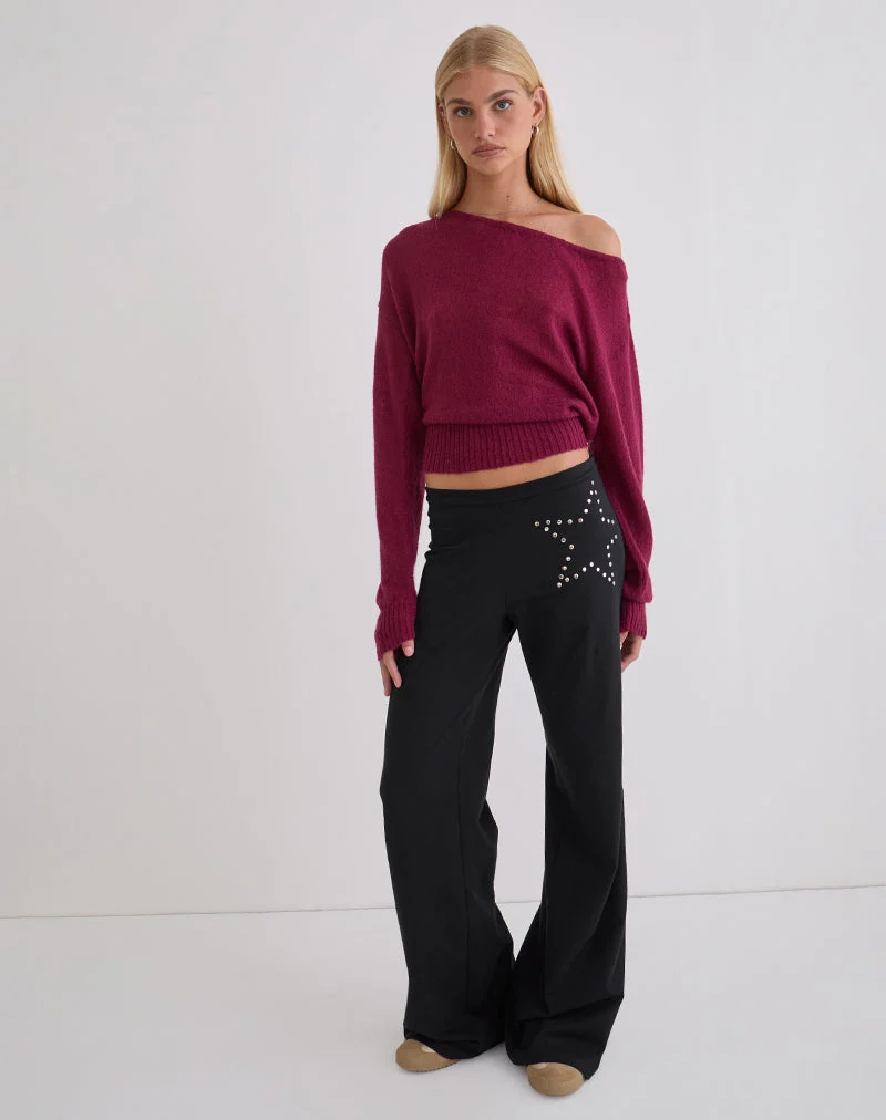 Pantalon évasé Mindi noir à étoiles