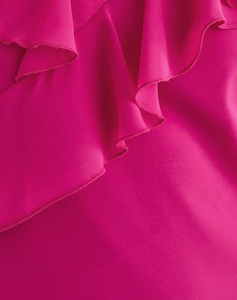 Haut Riksa en mousseline rose vif avec drapé