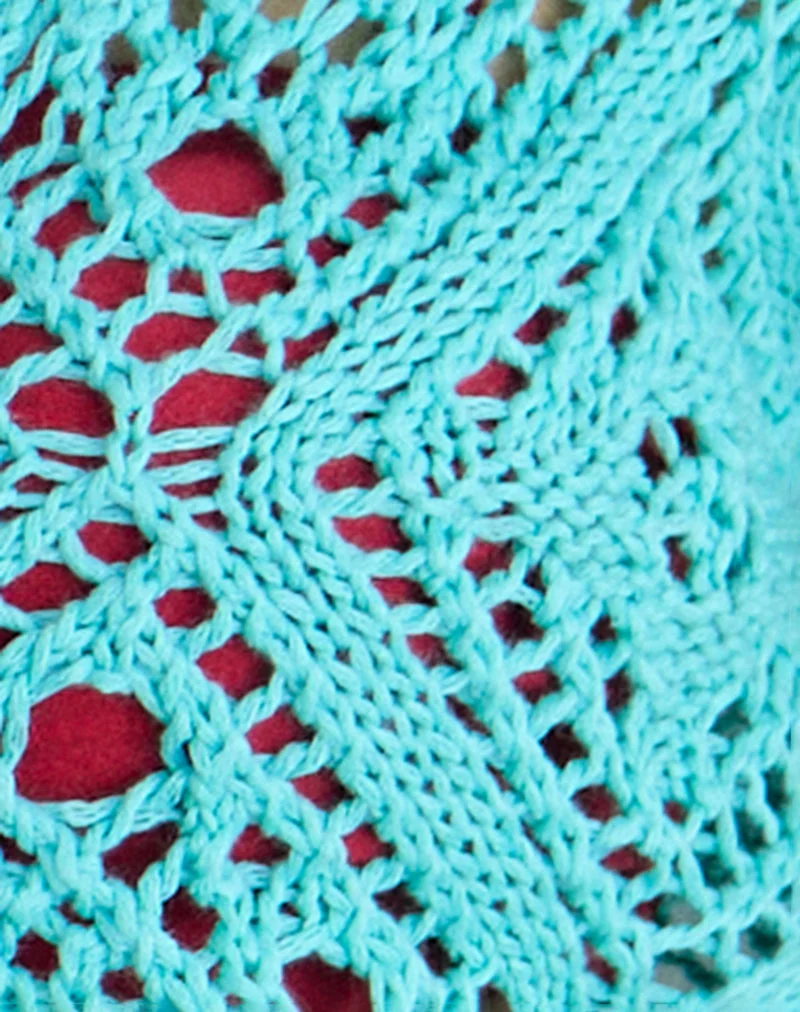 Haut sans manches Mirea en crochet, couleur Aqua Sky