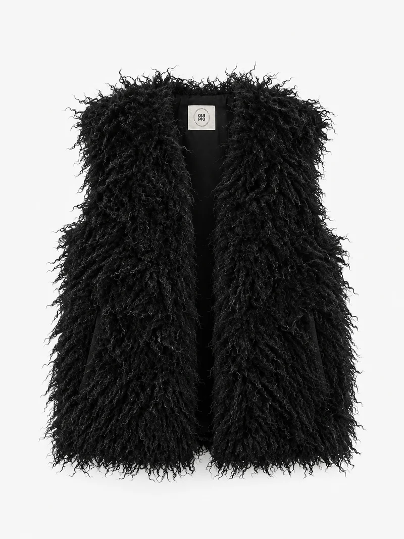 Veste sans manches à texture bouclée