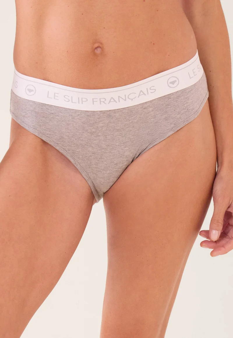 Lot de 3 culottes en coton - Culottes Marine Blanc Gris Chiné