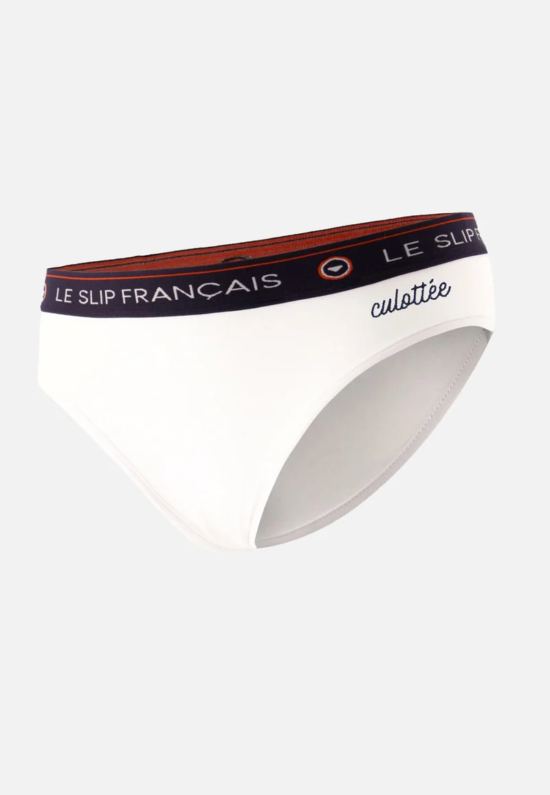 Culotte taille haute blanche en coton - Rieuse Blanc Brodé Culotée