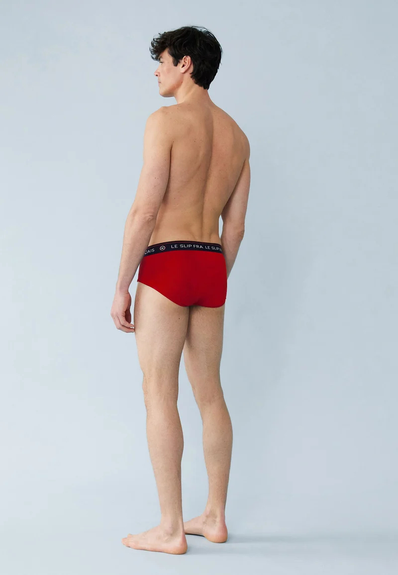 Lot de 3 slips en coton - Slips Tartan Marine Rouge