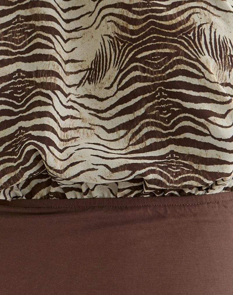 Haut dos nu Rania en mousseline imprimé animalier, couleur marron « Align »