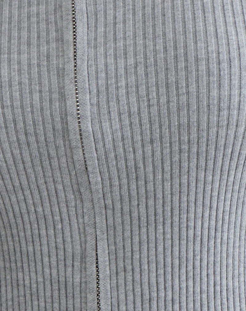 Liano Cardigan zippé en tricot côtelé gris