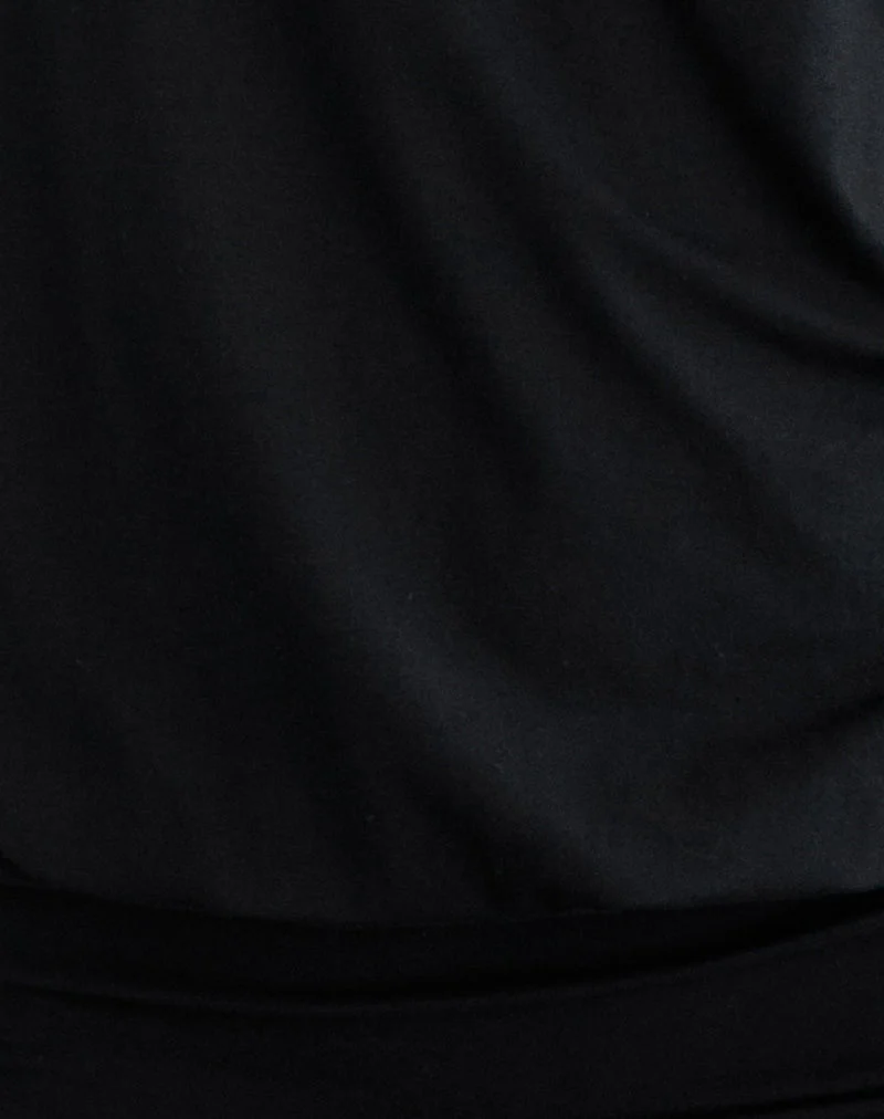 Sybe Cut Batwing Sleeve Mini Dress in Black