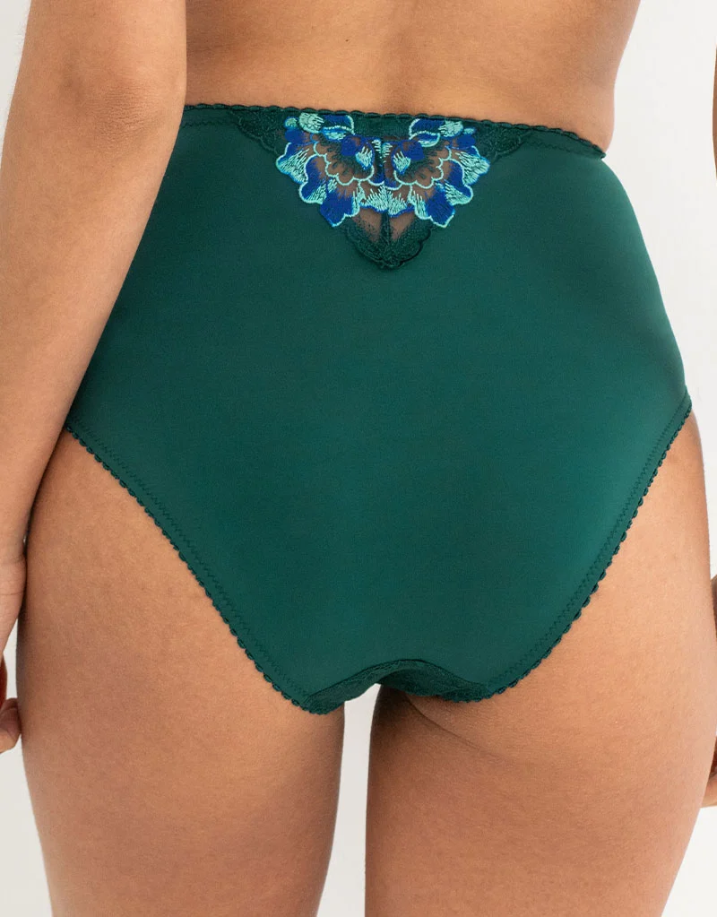 Pour Moi Sofia Lace Embroidered Deep Brief Forest Green/Blue