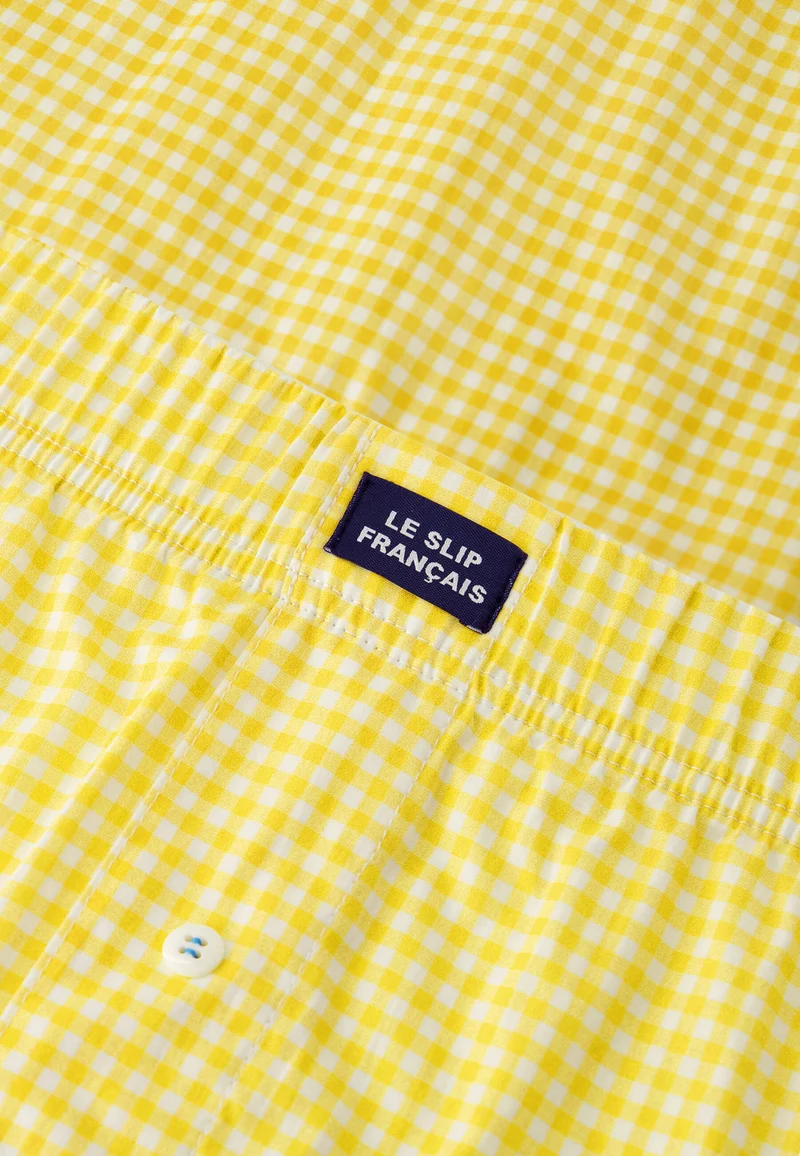 Caleçon à carreaux jaune en coton - Jacques Vichy Jaune Citron